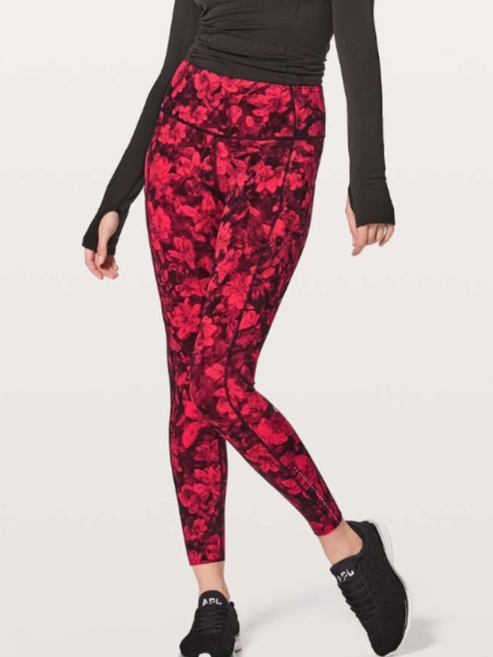Lululemon Fast & Free 7/8 Tight II *Nulux 25" CarmineTrue Red Black SZ 10